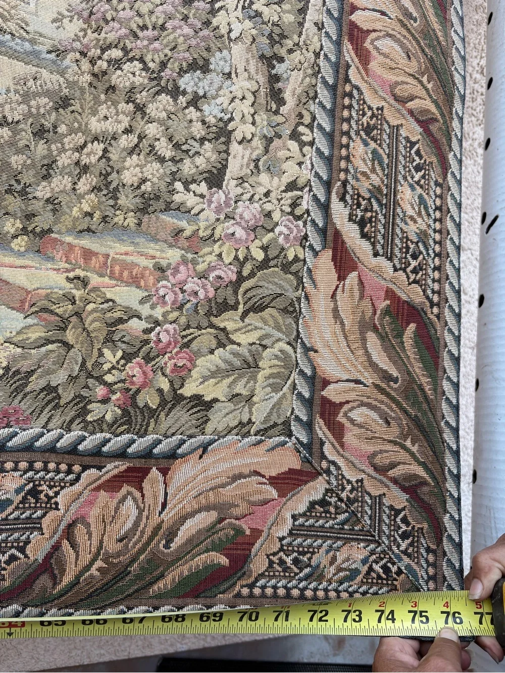 Vintage Italian balcony terrace at Lake Woven Wall decoration  tapestry 77x43